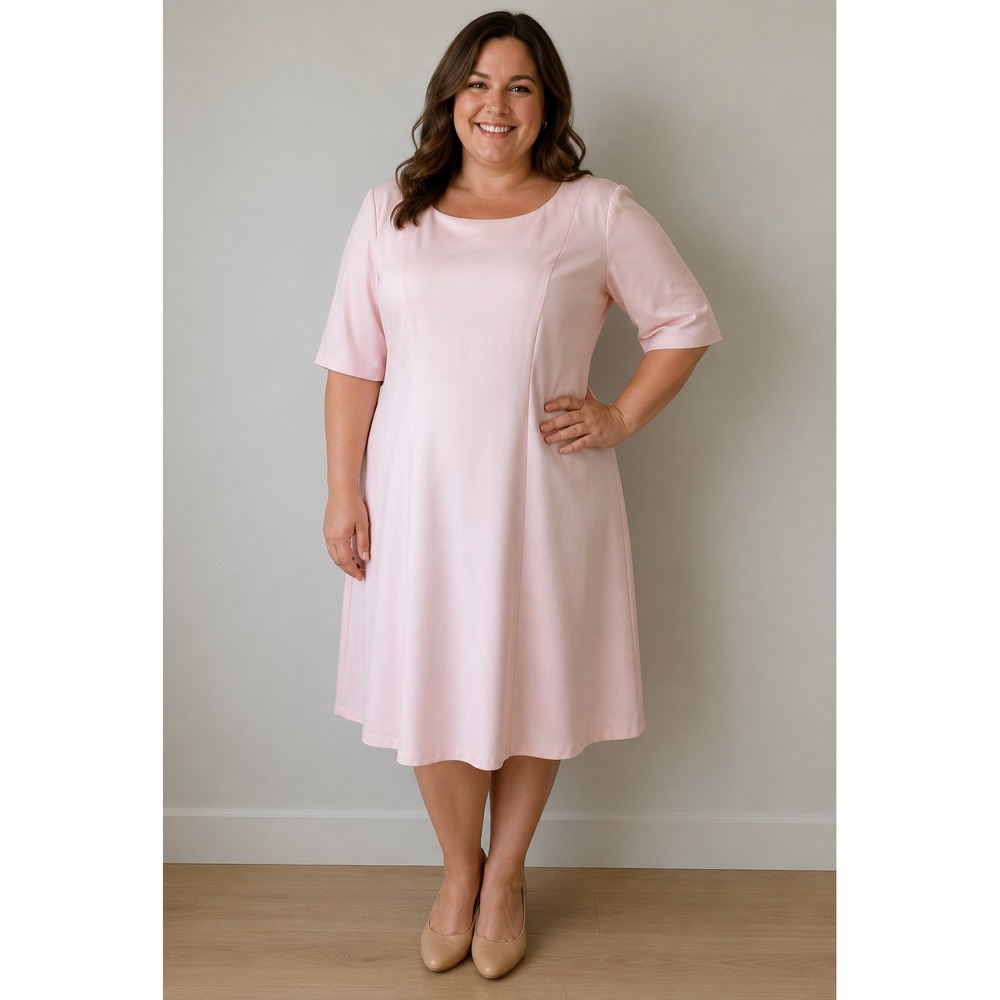 Anne Klein Womens Pink Cherry Blossom Fit and Flare Dress Size 16 Short Sleeve